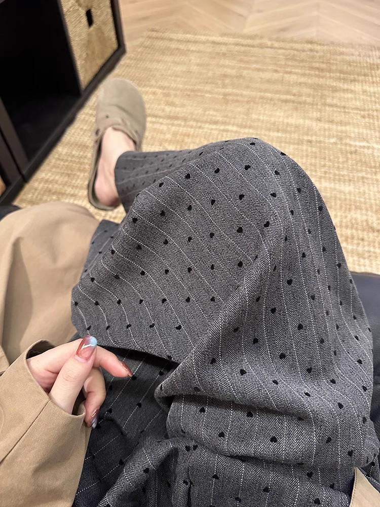 Women's Summer 2025 Khaki Polka Dot Wide-Leg Trousers