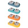Non-slip Silicone Base Pet Dog Bowls Stainless Steel Feeding Feeder Water Bowl