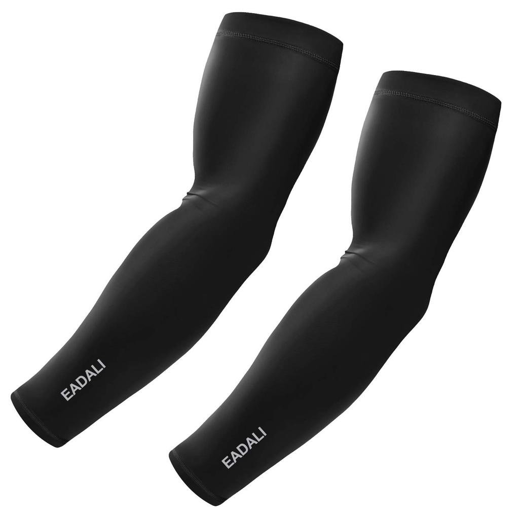 Eadali Arm UPF UV Sun Protection for Sports Summer Black Covers, Cooling, Sweat-Wicking, Quick-Drying, Non-Slip, 50+ Protection, Activities,