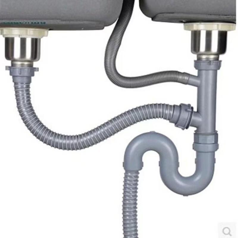Stainless Steel Wall-Mounted Kitchen Faucet with Double Sink Drain Assembly
