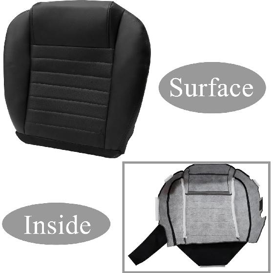 Front Driver Side Bottom Perforated Breathable Replacement Leather Seat Cover Black #GW or KW Compatible with Ford Mustang GT V6 2005 2006 2007 2008