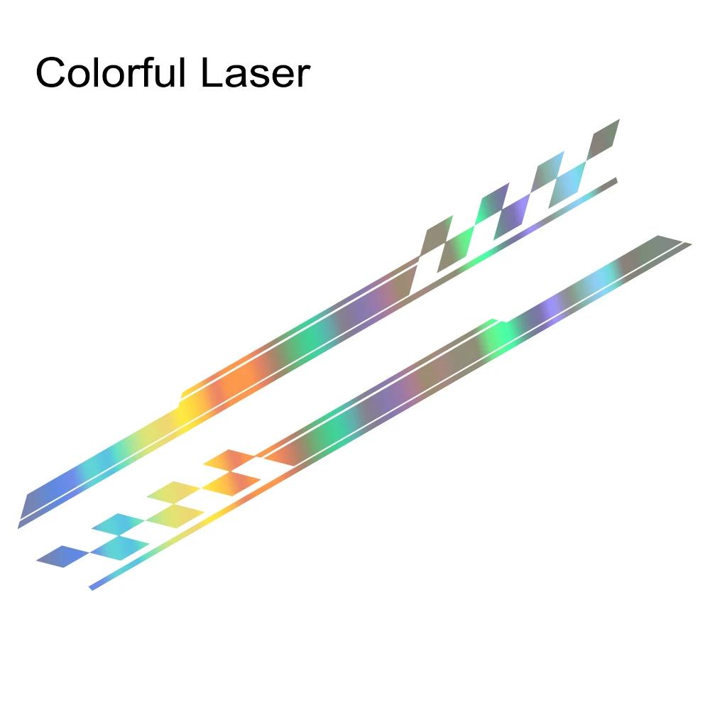 Car Body Side Skirt Stickers Sports Racing Striped Grid Pattern Vinyl Decals Auto Body Styling Decoration Stickers Accessories