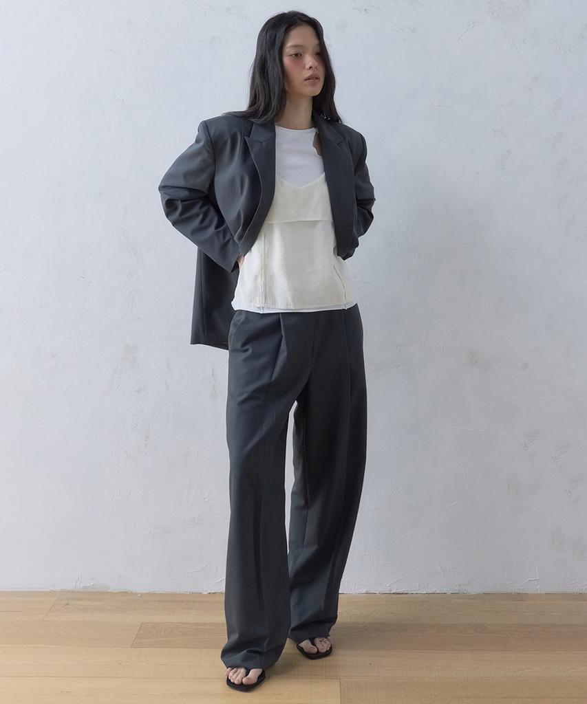 Letual One-Pleat Wide Slacks_Charcoal