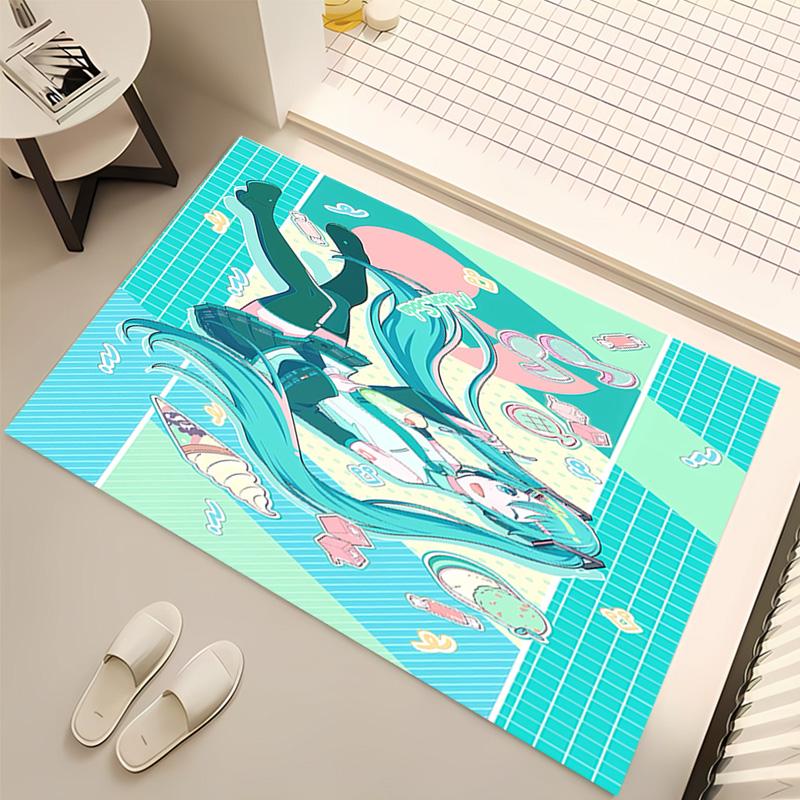 1pc Hatsune Miku Print Area Rug - Soft, Washable Non-Slip Indoor Mat, Living Room, Home Office Decorative Rug,Office Decorative