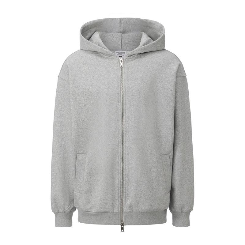 Completo con Felpa con Cappuccio e Pantaloni della Tuta Streetwear Americano 430G Fodera in Pile Collo a Polo Zip-Up Tuta Casual
