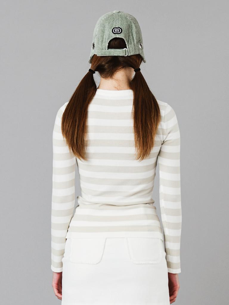 DOYOUKNOWMC 23Fw Bold Stripe Light Green Henley Neck Knit