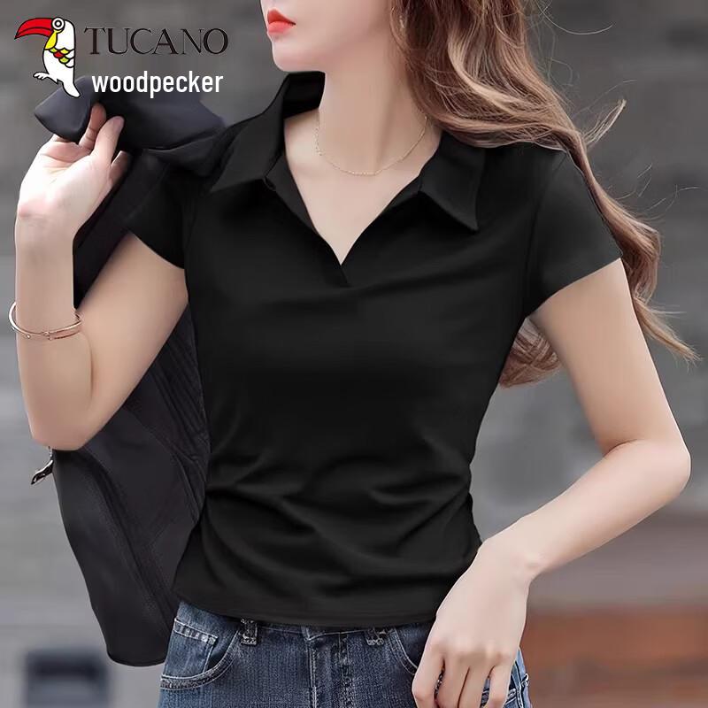 

Women s Pure Cotton Pleated Polo T-Shirt M