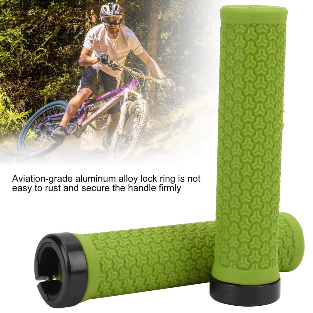 Mountain Bike Handlebar Single Locking Grips Shock Absorbing Rubber Grips