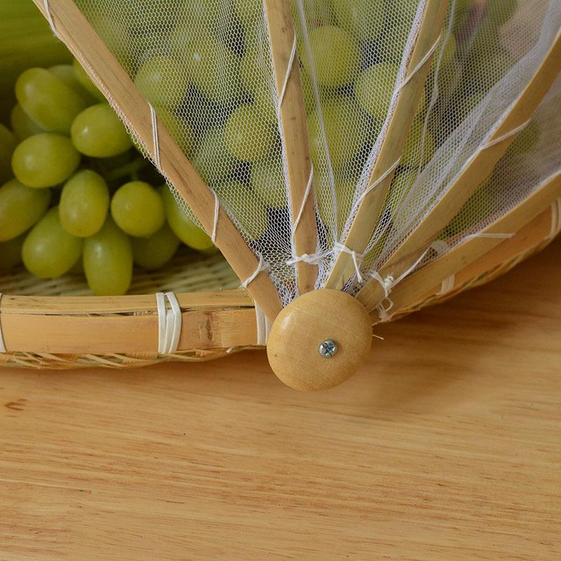 Bamboo Weaving Steamed Bun Drying Basket with Mosquito-Proof Cover