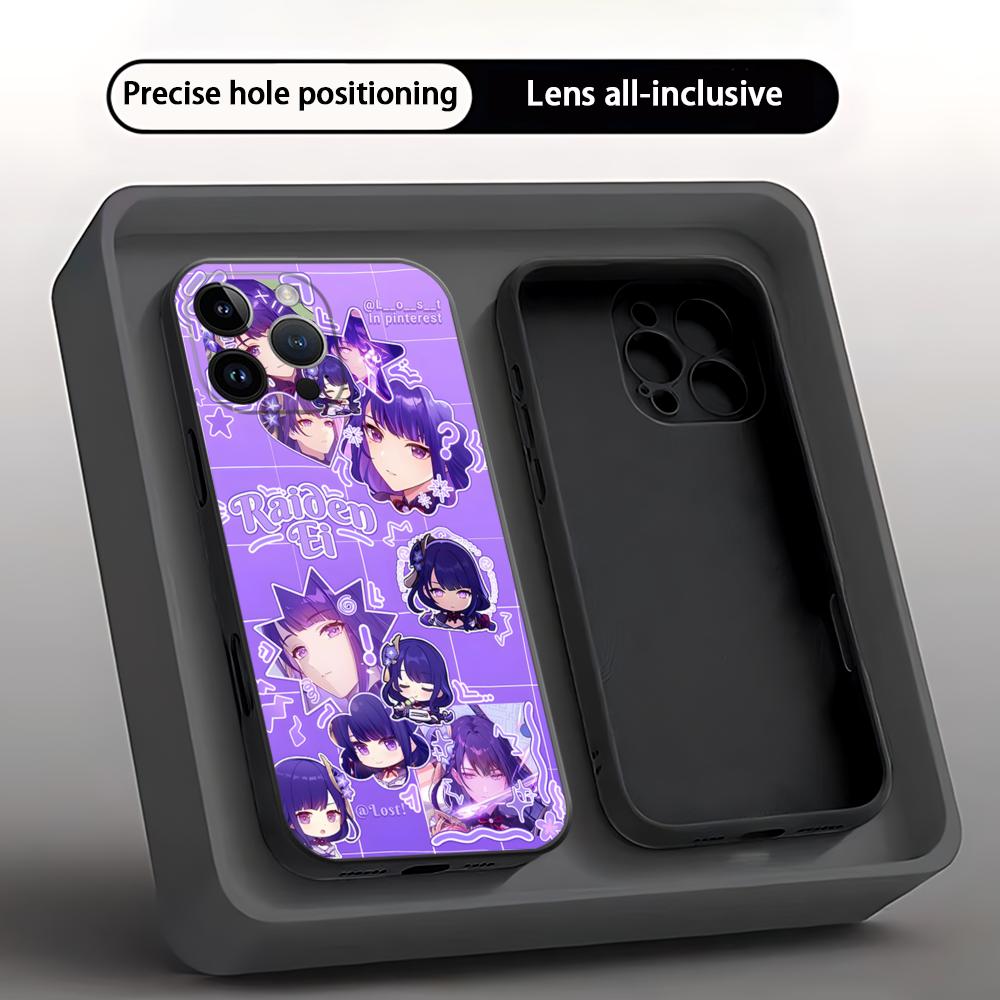 Genshin Impact Raiden Shogun Phone Case For iPhone 17 16 E 15 14 13 12 11 XS XR Plus Mini Pro Max Soft Black Shockproof Cover