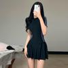 2023 Women's High-End Conservative Skirt-Style One-Piece Swimsuit - Slimming, Sporty, Belly-Covering, Flat-Leg Design for Hot Springs.