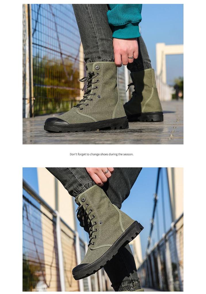 Botas Martin de Lona de Cano Alto com Sola Grossa - Sapatos Esportivos Outdoor da Moda