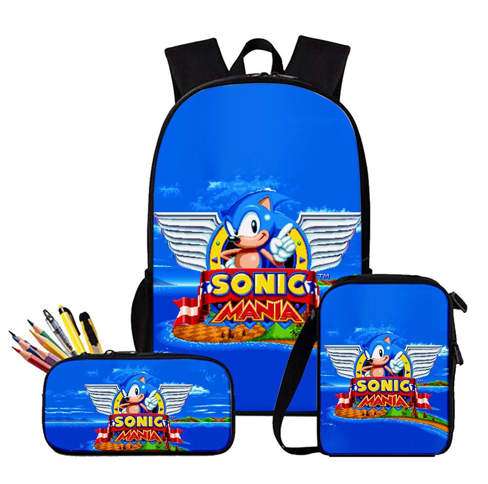 Anime Sonic Backpack Set 3D Printed Backpack Three-Piece Set