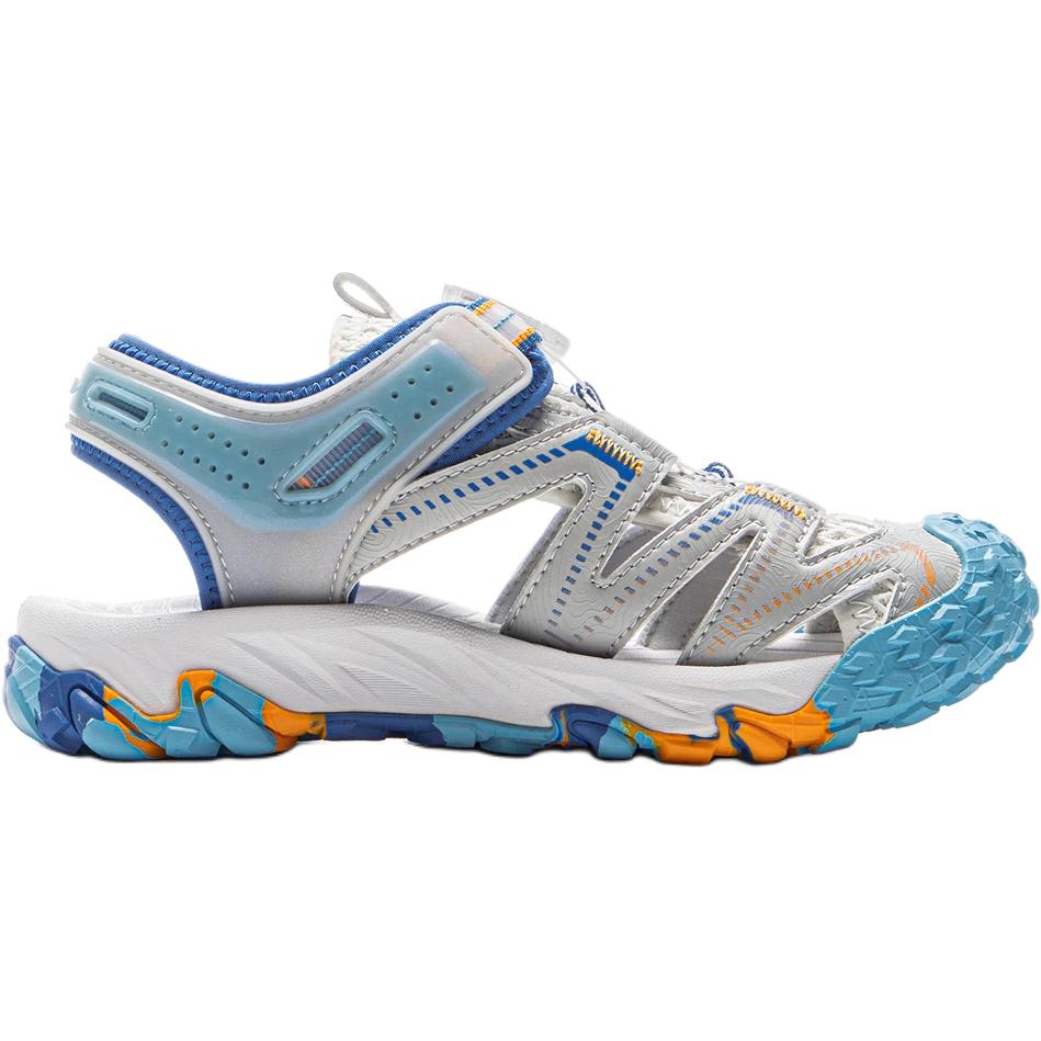 Li Ning Kids Outdoor Synthetic Leather Fabric Comfortable Soft Non-Slip Wear-Resistant Low-Top Sandals Kids sandals Static-Grey Light-Grey YKEV028-7