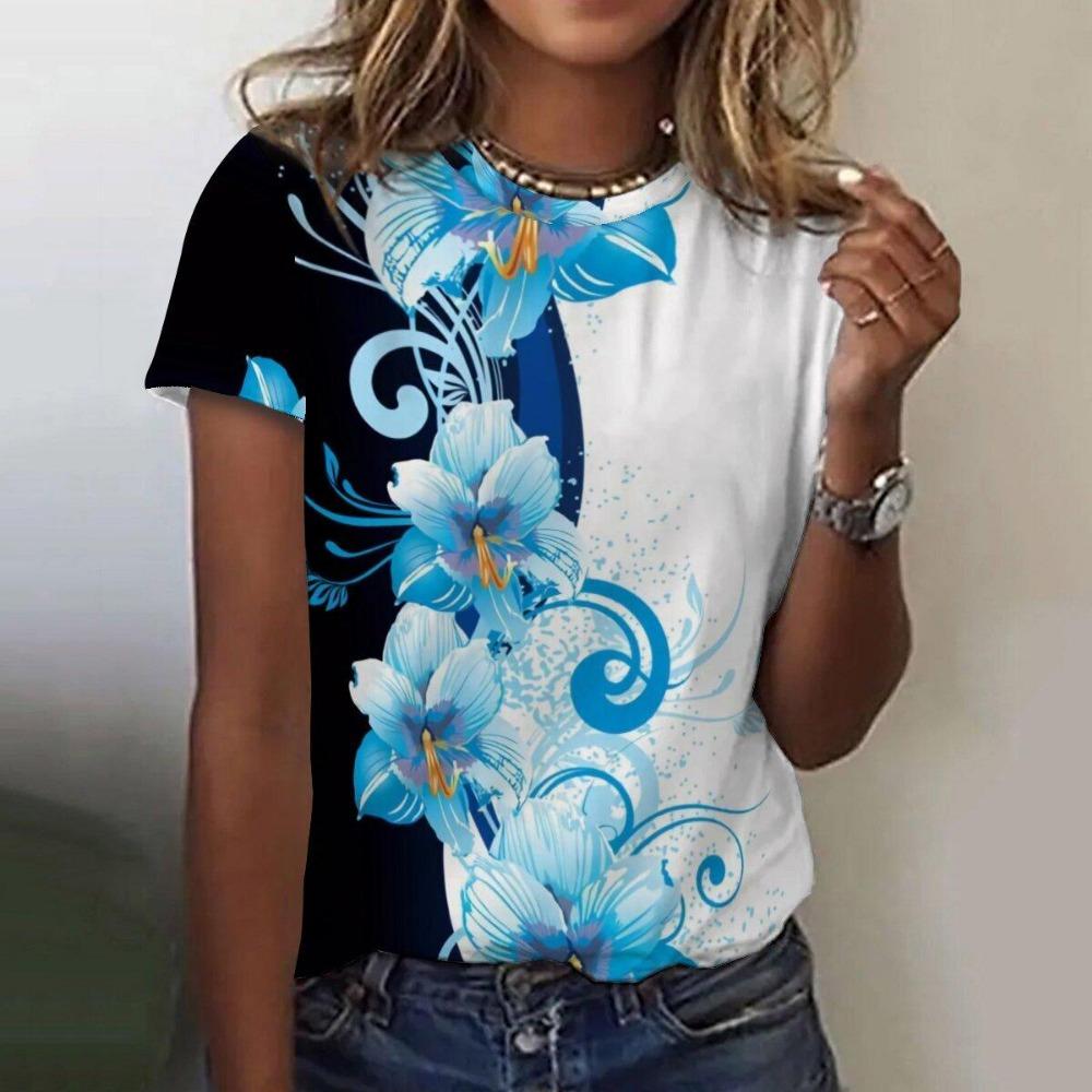 Beautiful Flower 3D Print T-shirts Women Streetwear Casual Fashion Y2k Short Sleeve T Shirt O-neck Kids Tees Tops Clothing