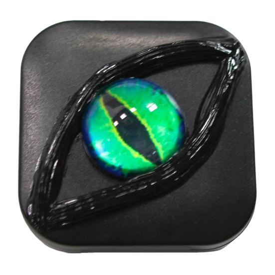 Creepy Eye Contact Lens Case Double Compartments Lens Holder with Mirror Tweezers Portable Storage Box for Makeup & Cosplay Accessories