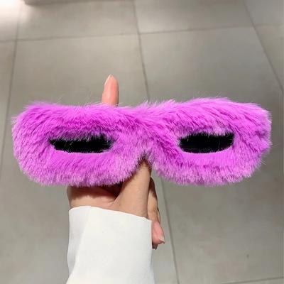 Soft Full Woollen Sunglasses Women For Men  Trend Fur Velvet Pink Sun Glasses Female Luxury Brand Designer Eyeglasses Uv400