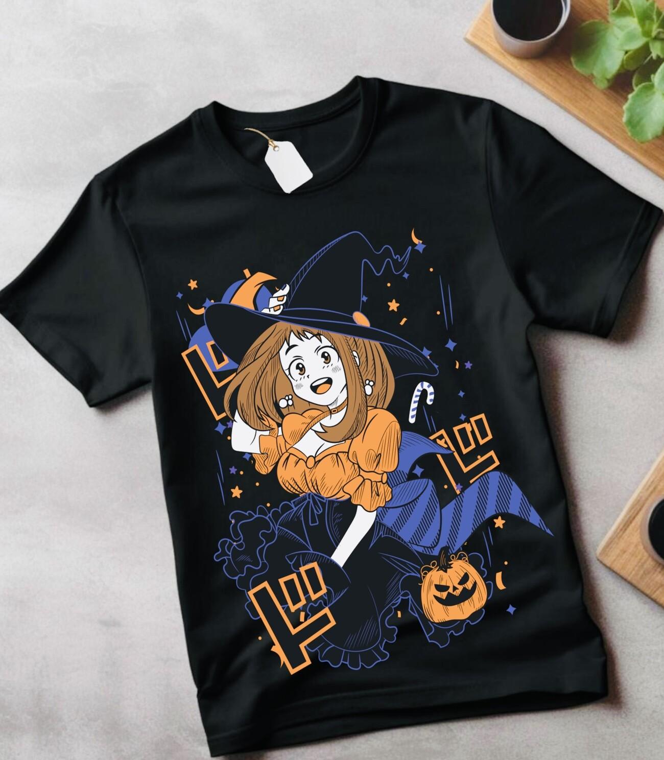 

My Hero T-Shirt Mens Womens Tees Top Academia Ochaco clothes Witch Girls T-Shirt Mens Womens Tees Top happy Halloween 2XL