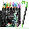 JusArt Acrylic Marker Paint Markers with Brush Tip and Fine for Acrylic Art Writes On and Metallic Perfect for Gifts Pens, 36-Color Set, Tip,
