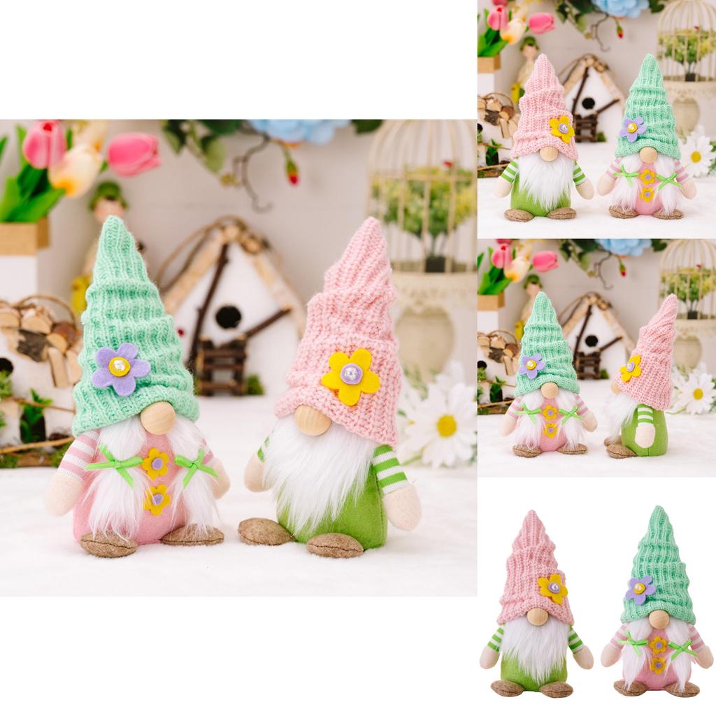 Charmig Vår Tomte Gosedjursdocka Med Mjuk Stickad Mössa För Festlig Heminredning