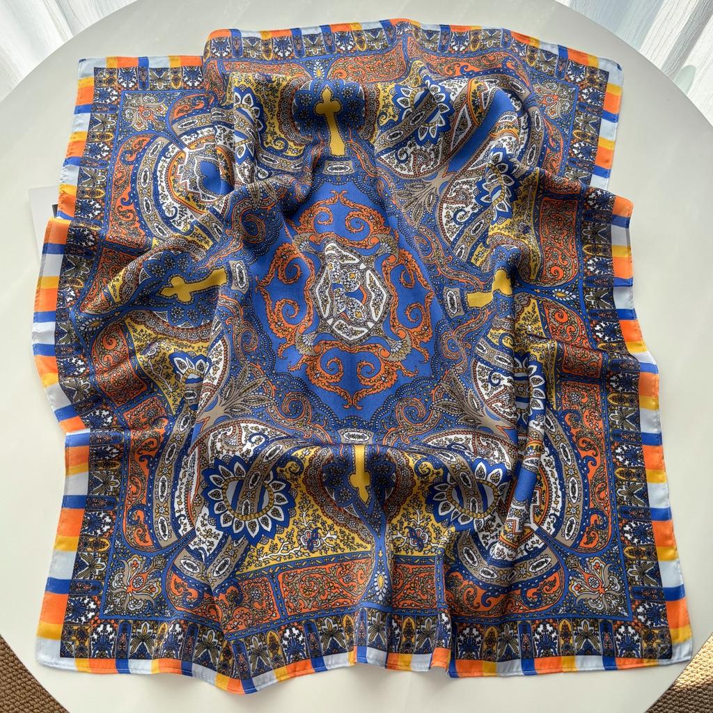 Women Square Scarf Silk Feeling Neckerchief Bandana Lady Spring Shawl Scarves Wrap Head Kerchief Hair Band Ties