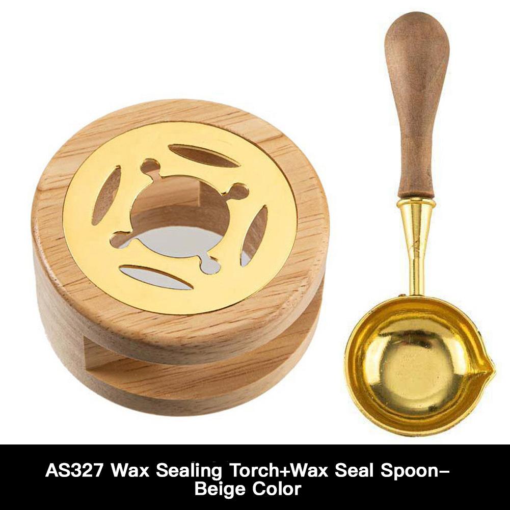 

Wooden Wax Seal Warmer Kit with Melting Spoon Wax Seal Furnace Tool for Craft Decoration Supplies Gifts колір старого дерева