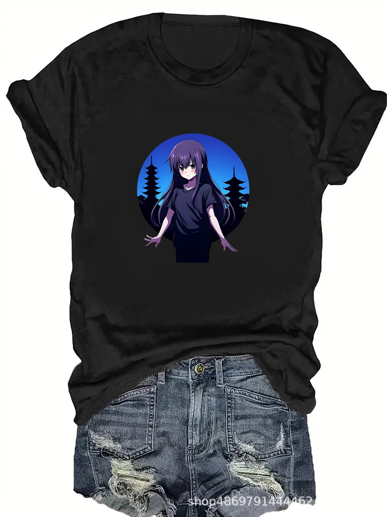 

Women s Fashion Round Neck T-Shirt for Cross-Border Trade XL чёрный