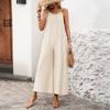 Damen Jumpsuit Lockerer Schnitt Verstellbare Spaghettiträger Weiter Bein Leichte Fließende Overalls für Freizeit