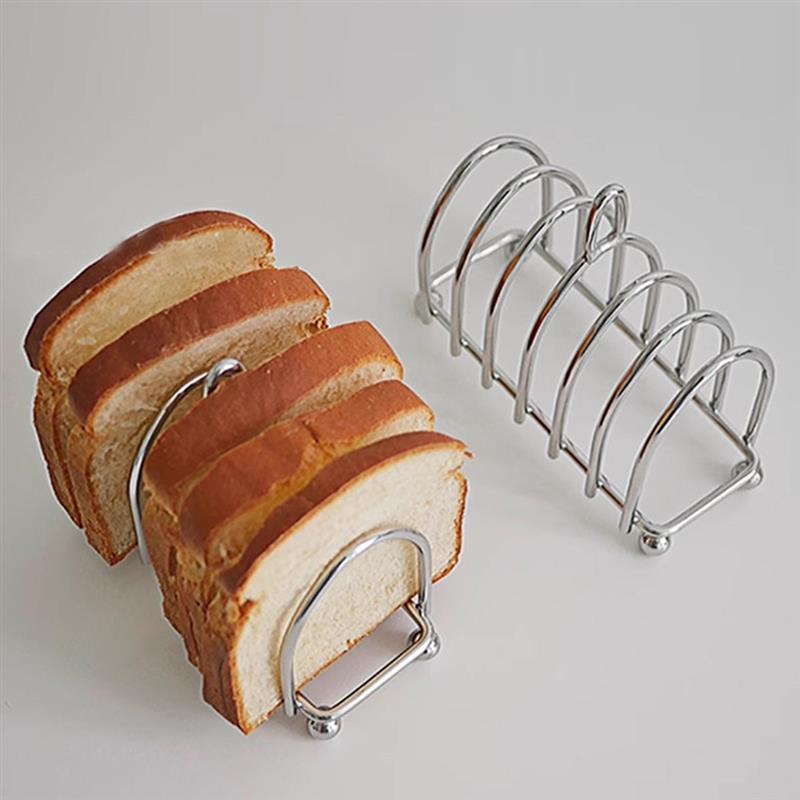 Stainless Steel Toast Loaf Slice Rack 6 Slice Bread Holder Toast Stand Rectangle Food Display Tool Kitchen Gadget