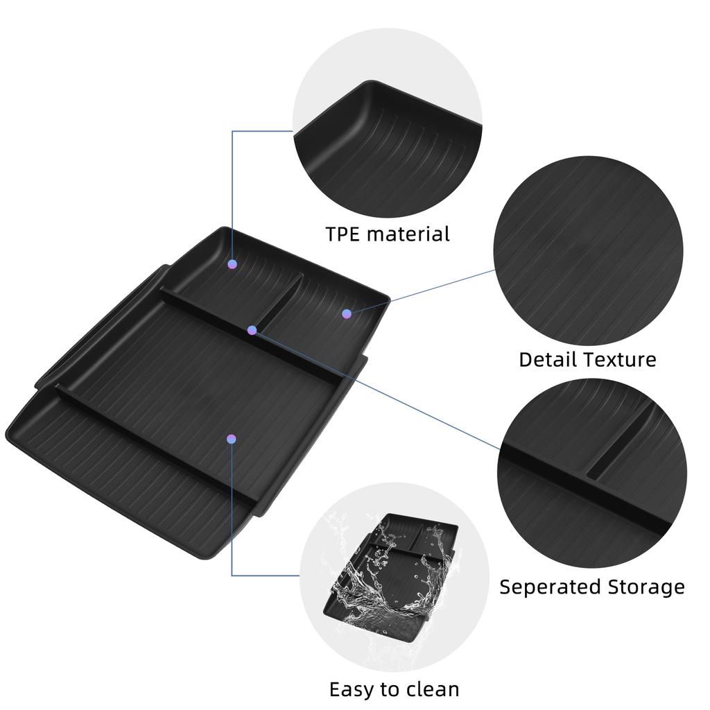 Smabee for Xpeng P7+ 2024-2026 Center Control Lower Storage Box Car Tray Interior Accessories Organizer Tidying TPE Black