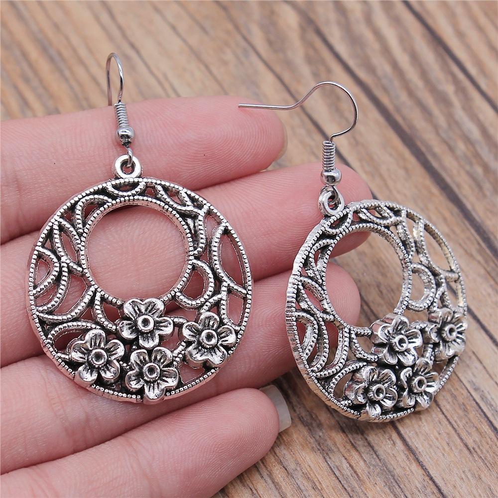 38 Styles Women Ethnic Style Jewelry Earrings Bohemia Carved Round Oval Waterdrop Flower Pattern Dangle Earrings Drop Earrings