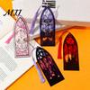 Book Page Marker Stained Glass Art Acrylic Bookmark, Halloween Dark Aesthetic Mark, Transparent Lightweight with Tassel, Gifts for Readers &