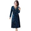 Elegant Slimming Dress for Middle-Aged Women - Flattering Long-Sleeve, Midi-Length Skirt, Stylish High-Grade Mother's Wear