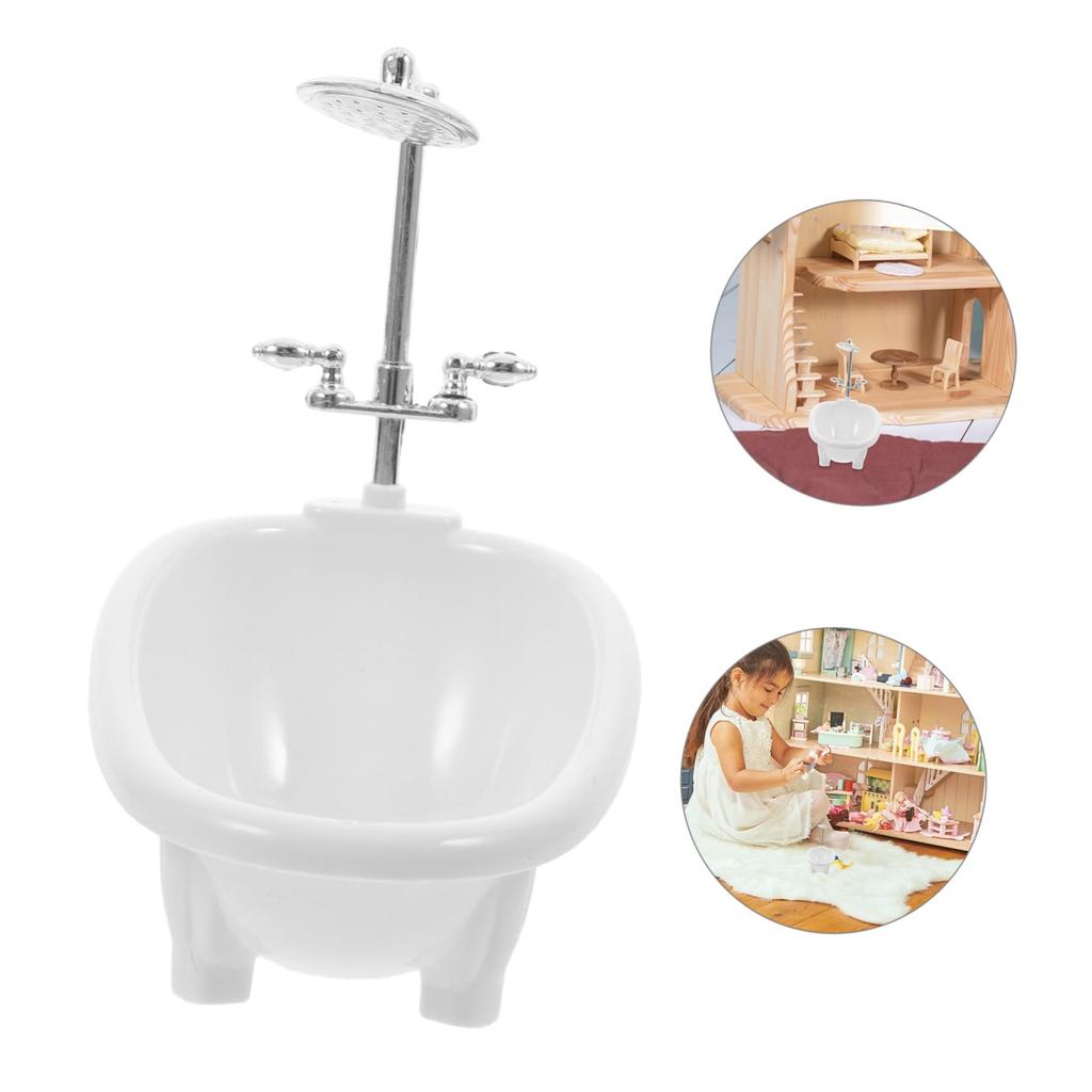 Abaodam Dollhouse Mini Bathtub, 6.30x6.10x3.74 Inches, Plastic Miniature Bathtub, Toy Bathroom Furniture, Delicate Decorative Accessory, Mini House