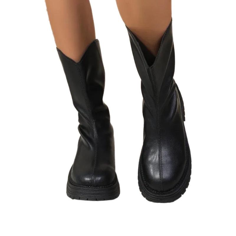 Retro Thick-soled Thick-heeled Martin Boots Winter New Ins Trendy Short Boots British Wind Locomotive Single Boots