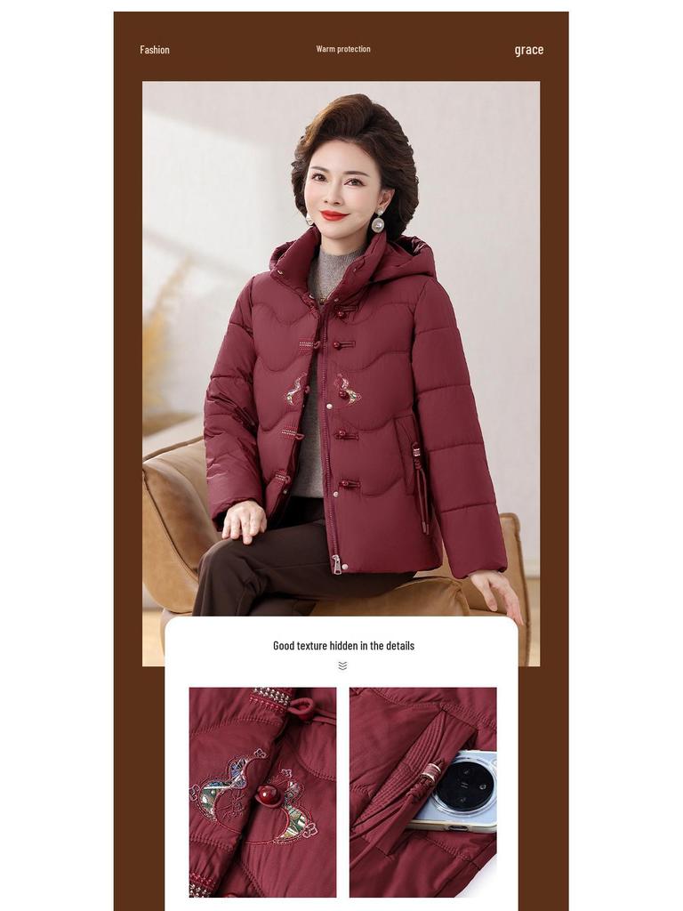 Plus Size Winter Cotton Padded Jacket for Middle-Aged and Elderly Women - Warm and Loose Fit