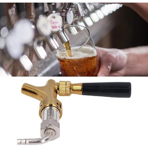 Gold Beer Tap Keg Faucet Adjustable Stainless Steel Brass for 9/12 Caliber Capillaries Connecting,for Bars, Hotels, Restaurants, Home Brew