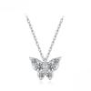 Moissanite Butterfly Necklace Sterling Silver Insect Pendant Necklace Adjusable Link Chain for Women Sparkling Gift