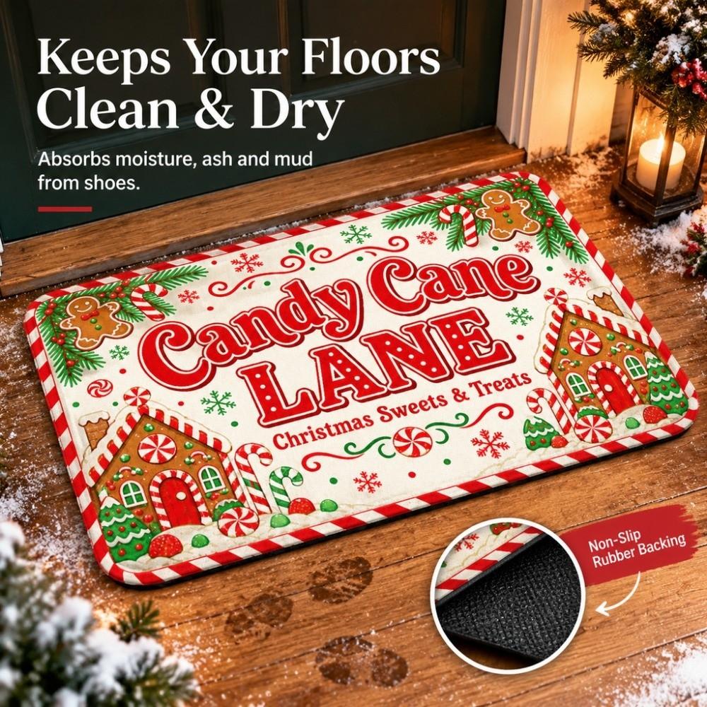 Anti Slip Christmas Printed Door Pads 2D Flat Printing Entrance Welcome Mat  Outdoor Decor