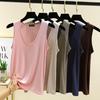 Oval neck elastic loose vest summer modal fashion versatile large size bottoming shirt hem arc women's top