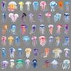 50 Jellyfish Marine Life Stickers for Luggage, Water Cups & Storage Boxes - Fun & Transparent Designs