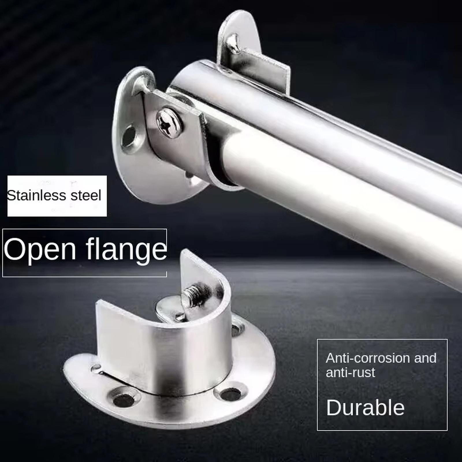 

Flange Rod Holder, Closet Rod Bracket End Supports Sockets For Wardrobe Curtain Fixed Socket Thickened Open Flange Seat one size срібний
