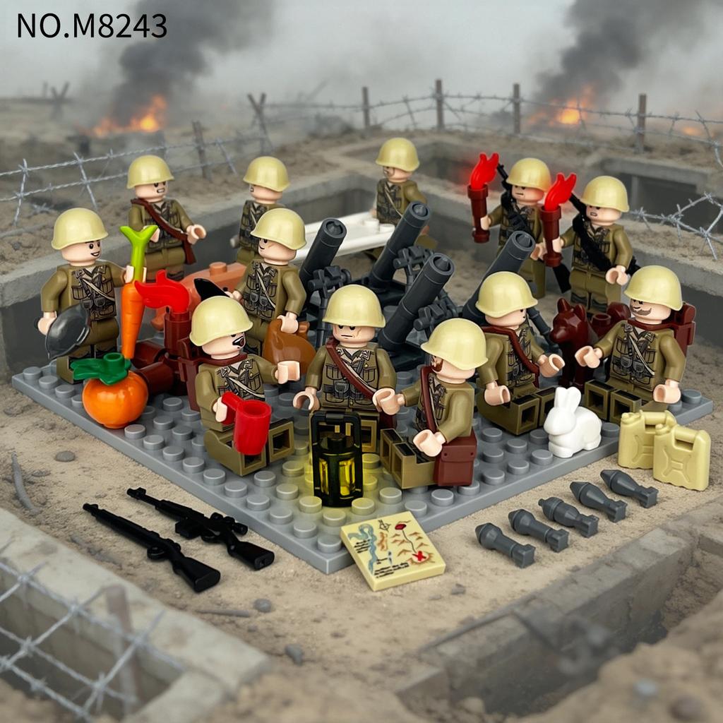 Military Series Mountain Warfare Mobile Army Howitzer Building Blocks Toy