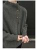Men's Korean Style High Neck Sweater with Irregular Button Design – Trendy Oversized Knitwear