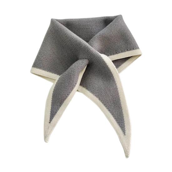 Women Scarf Patchwork Color Piercing Wrapped Short Scarf Fake Collar Winter Outdoor Cycling Wrap Around Scarf
