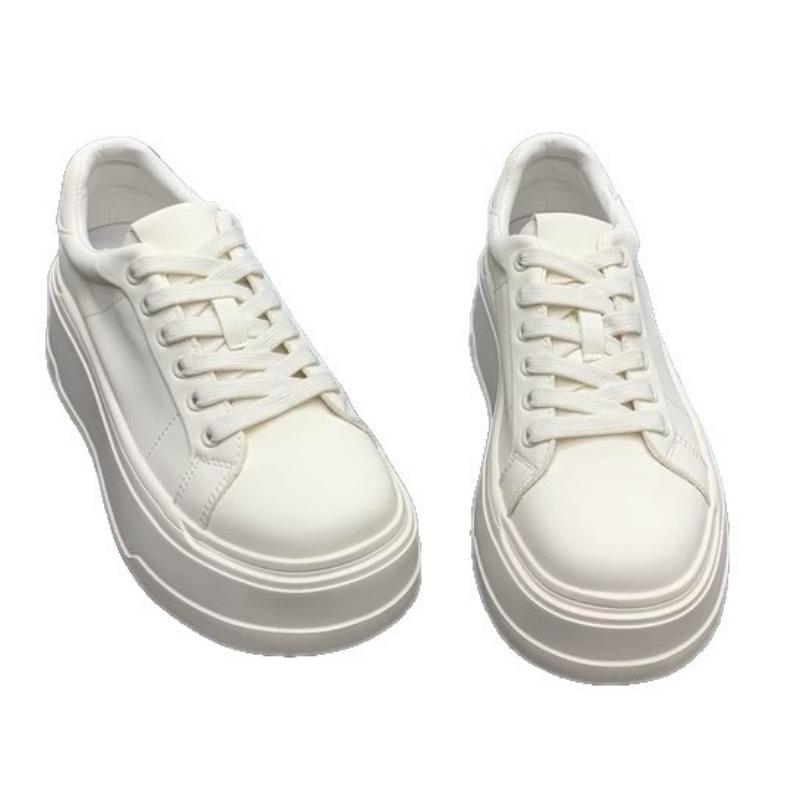 Leather Platform White Shoes Women's New Summer Thin Heightening Breathable Casual Board Shoes