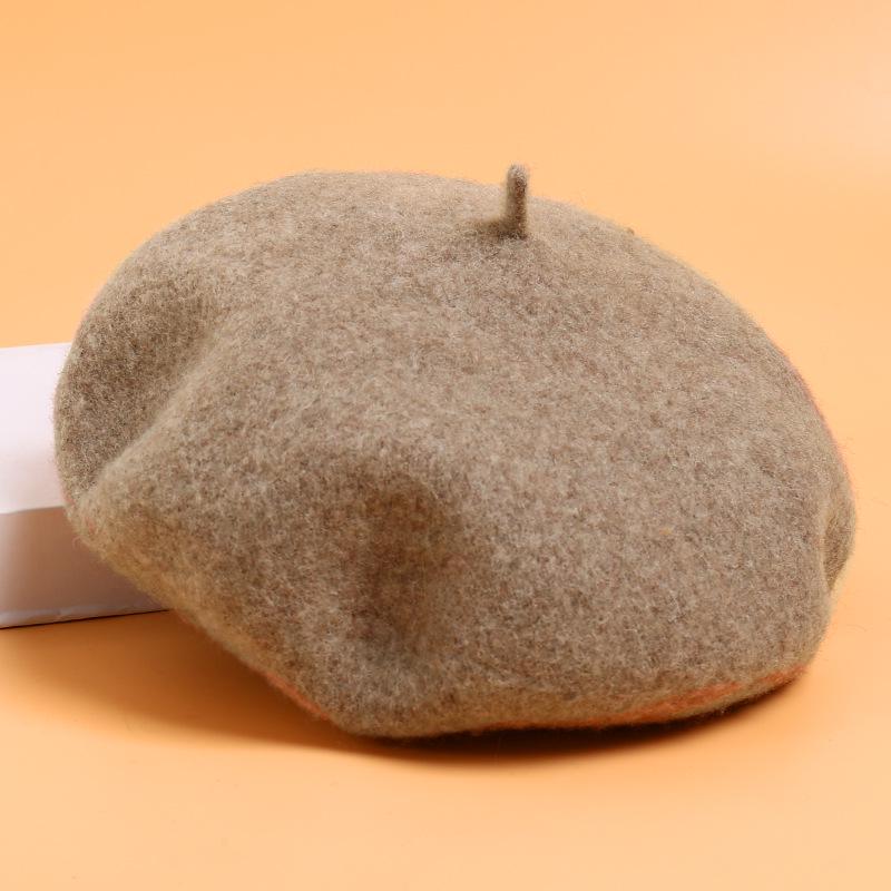 

Korean Style Warm Mushroom Painter Beret - Women s Autumn/Winter Solid Color Casual Hat M (56-58cm)
