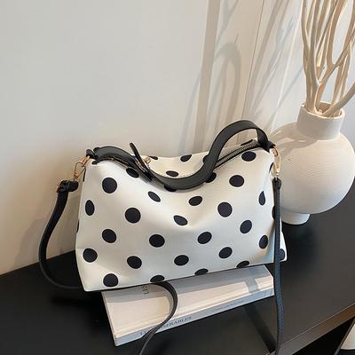 Fashion Women Nylon Handle Bag Korean Trendy Dot Design Crossbody Bag Casual Underarm Lunch Bag