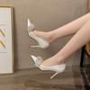 New pointed thin heel rhinestone sexy shallow mouth female king single shoes women's black suede high heels