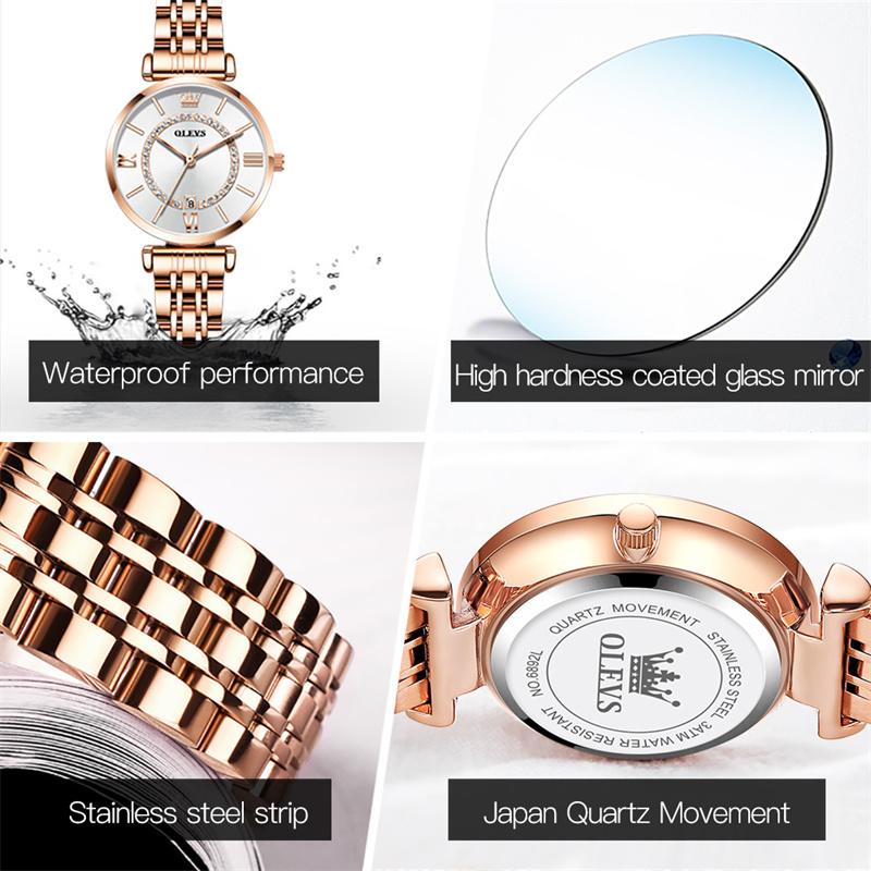 New OLEVS High Quality Watch Women Simple Style Fashion Rose Gold Waterproof Quartz WristWatches Ladies Watch Reloj Para Mujer